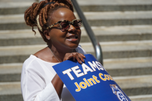 Janella T. Hinds of the NYC Central Labor Council supports Waldner's Teamsters