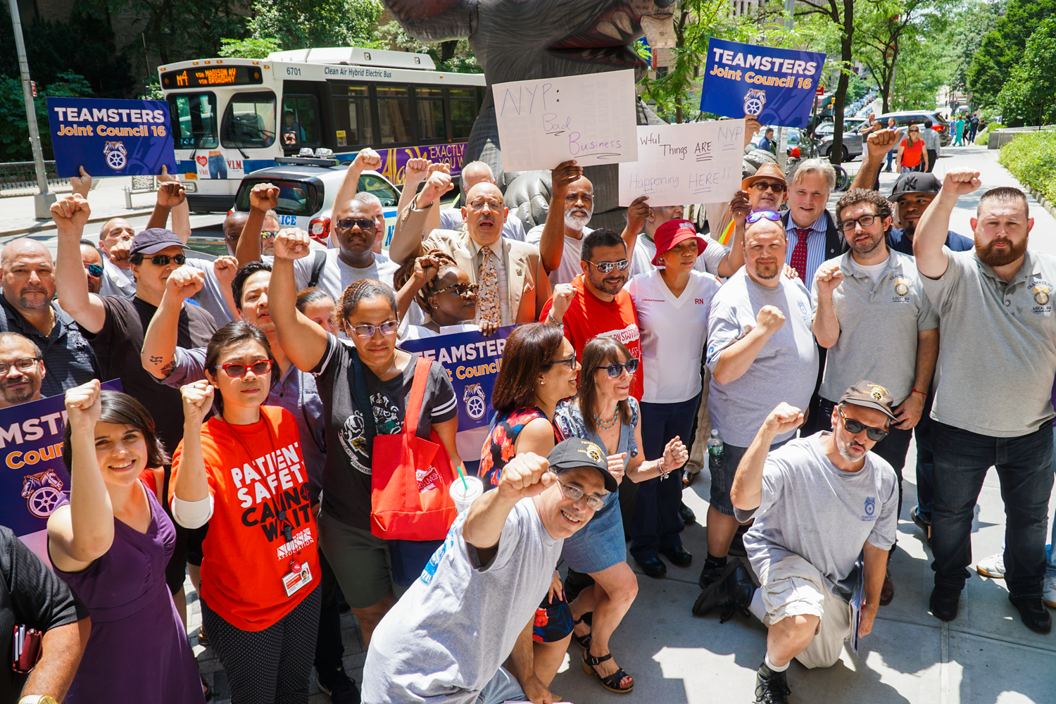 Nurses rally with Waldners workers at New York Presbyterian